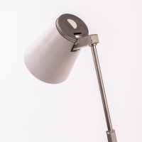 Lampka biurkowa Lampette. Tworzywo sztuczne w kolorzeszarym, metal chromowany. Sygn. LAMPETTE, Made in Germany. Niemcy. Lata 70. XX.